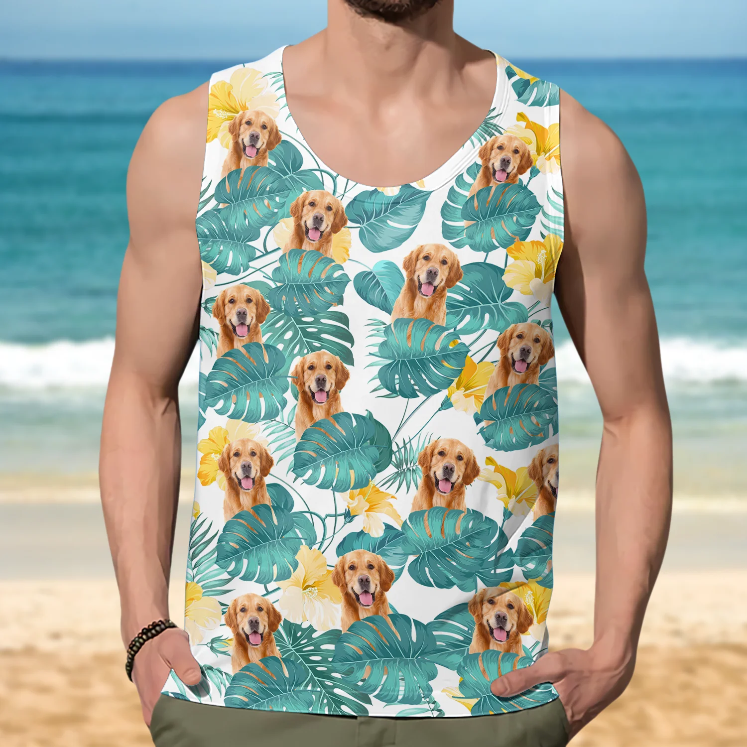 Custom Photo Hawaii Style Tanktop For Dog Lover TH10 894185 - Image 4