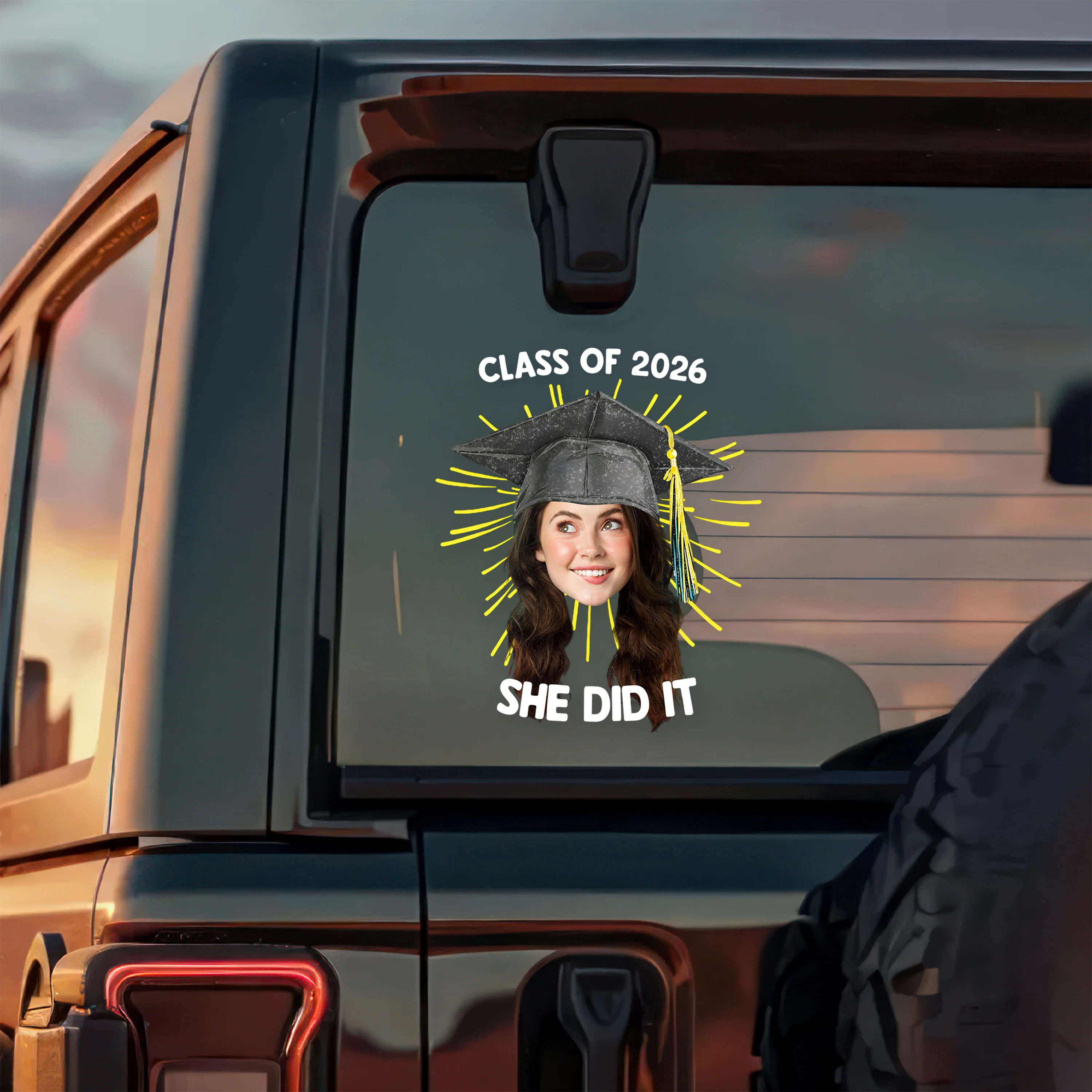 Custom Photo He/She Did It Class Of 2026 Graduation Car Window Decal Sticker TH10 169623 - Image 5