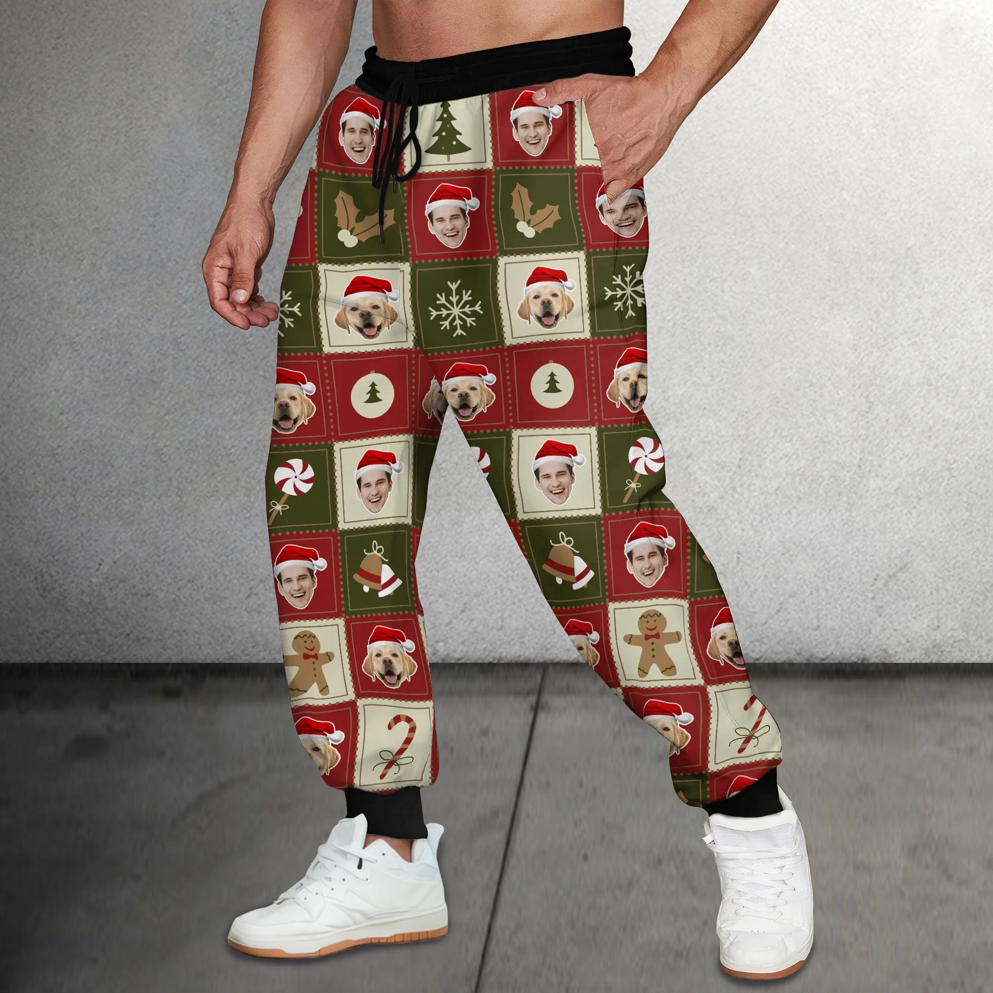 Custom Photo Human And Dog Cat Christmas Tree Candy Sweatpants TA29 890059 - Image 3