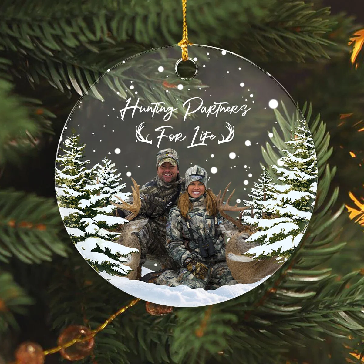 Custom Photo Hunting Partners For Life Hunting Acrylic Ornament TH10 892181 - Image 2