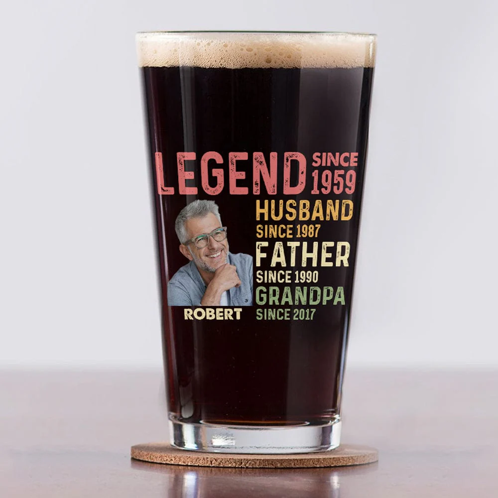 Custom Photo Husband Father Legend Print Beer Glass TH10 891019 - Image 3