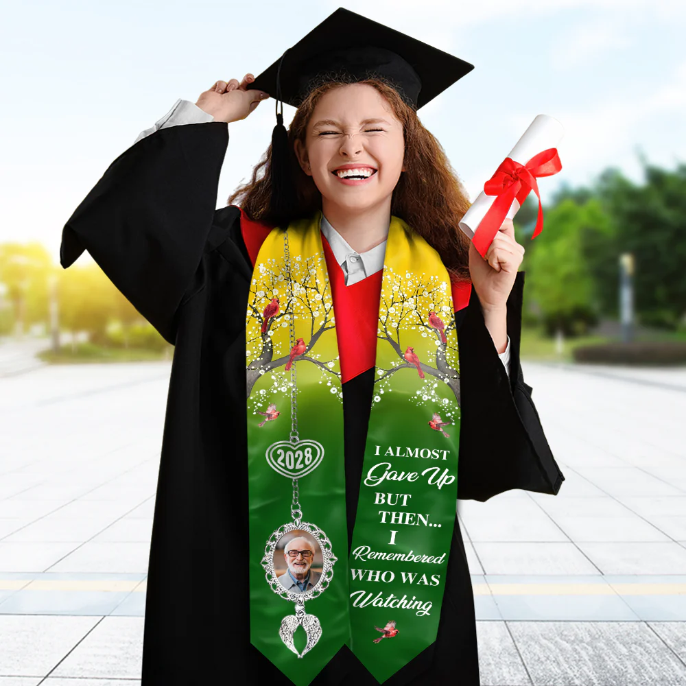 Custom Photo I Almost Gave Up But Then I Remembered Who Was Watching Graduation Stoles TH10 892507 - Image 4