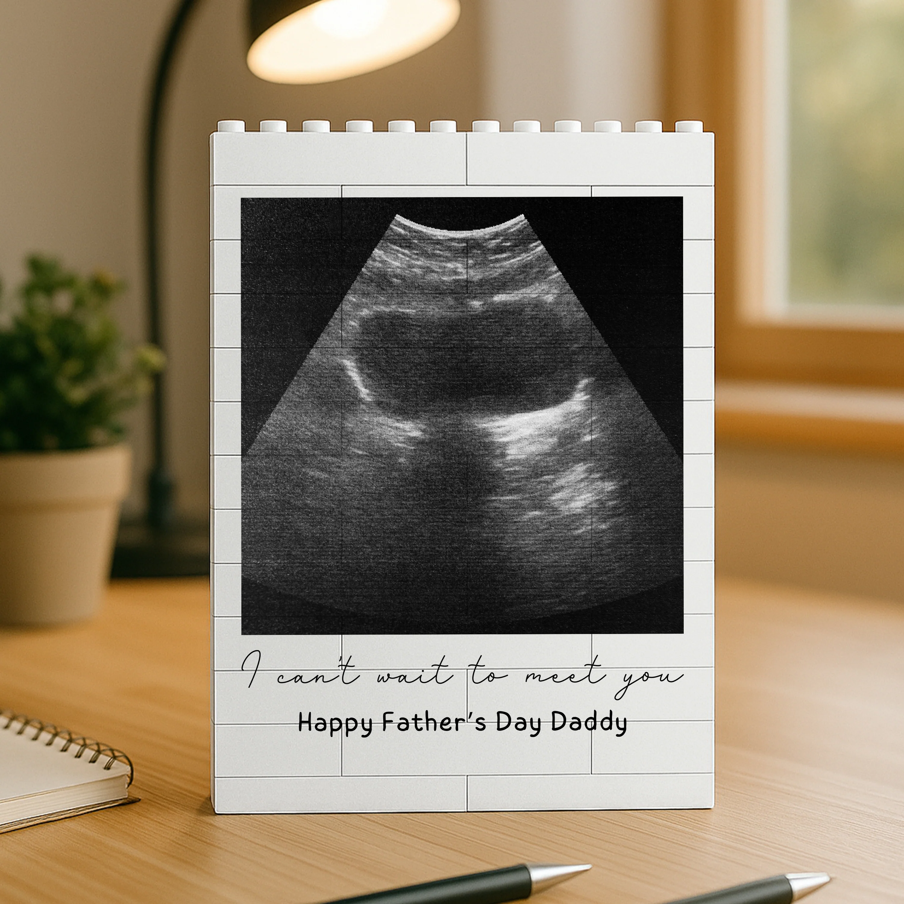 Custom Photo I Cannot Wait To Meet You Baby Scan Building Brick Blocks Happy Father's Day TH10 898853