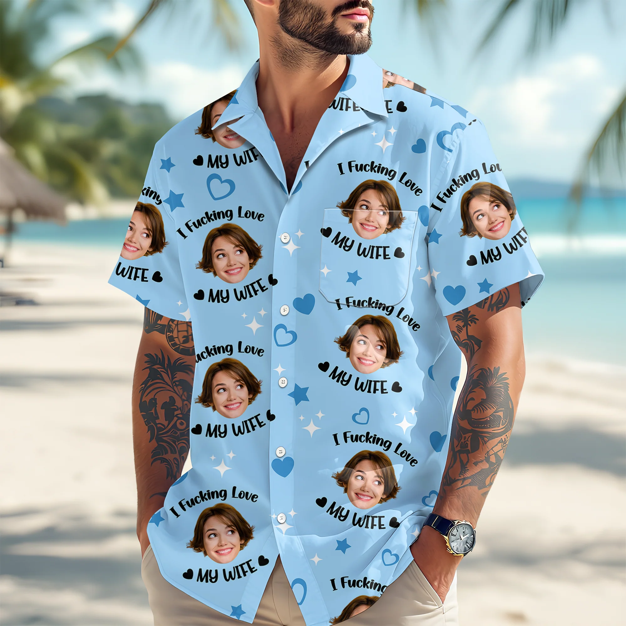 Custom Photo I Fking Love My Lover Hawaii Shirt For Couple TH10 892823 - Image 3