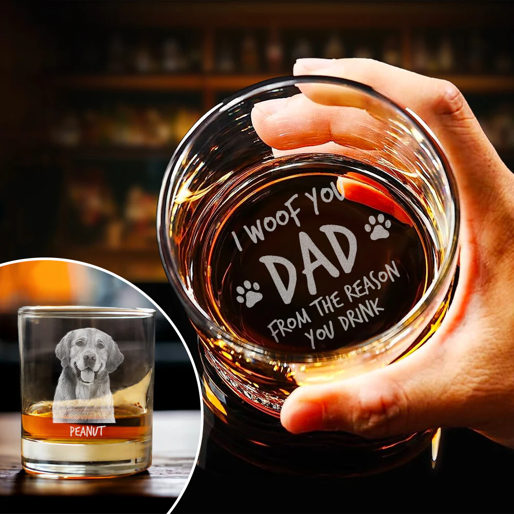 Custom Photo I Woof You Dad Whiskey Glass TH10 892781 - Image 3