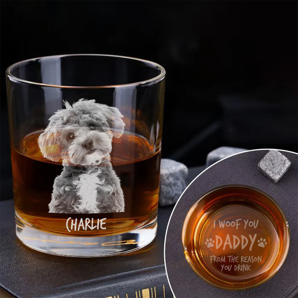 Custom Photo I Woof You Dad Whiskey Glass TH10 892781 - Image 4