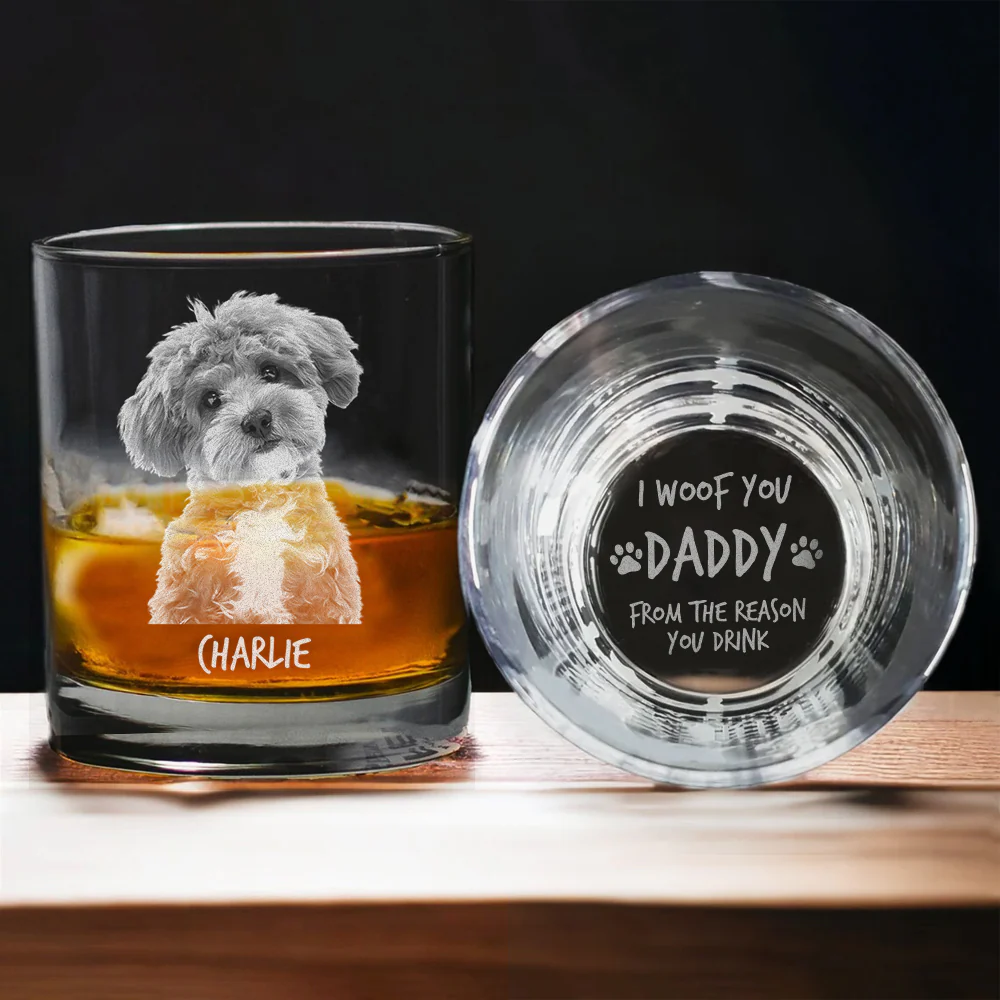 Custom Photo I Woof You Dad Whiskey Glass TH10 892781 - Image 5