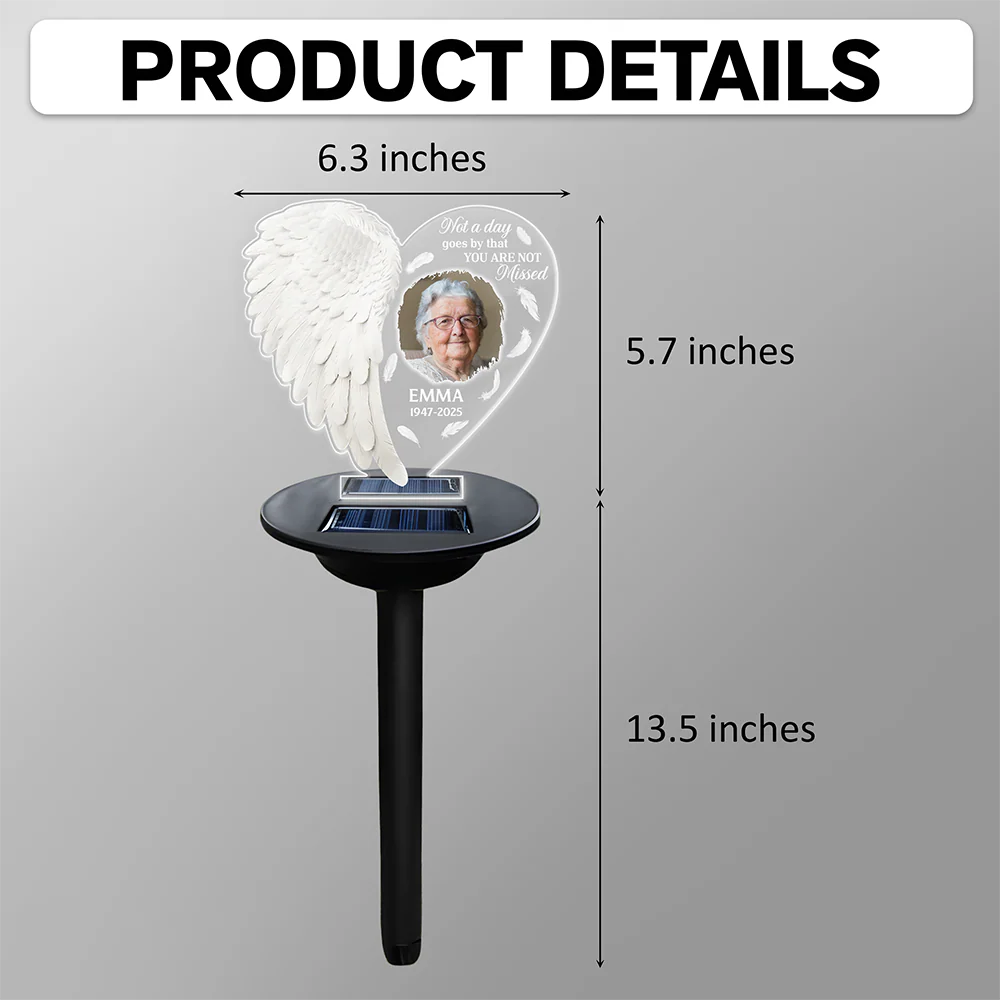 Custom Photo You Are Not Missed Angel Wings Memorial Solar Light TH10 896053 - Image 6