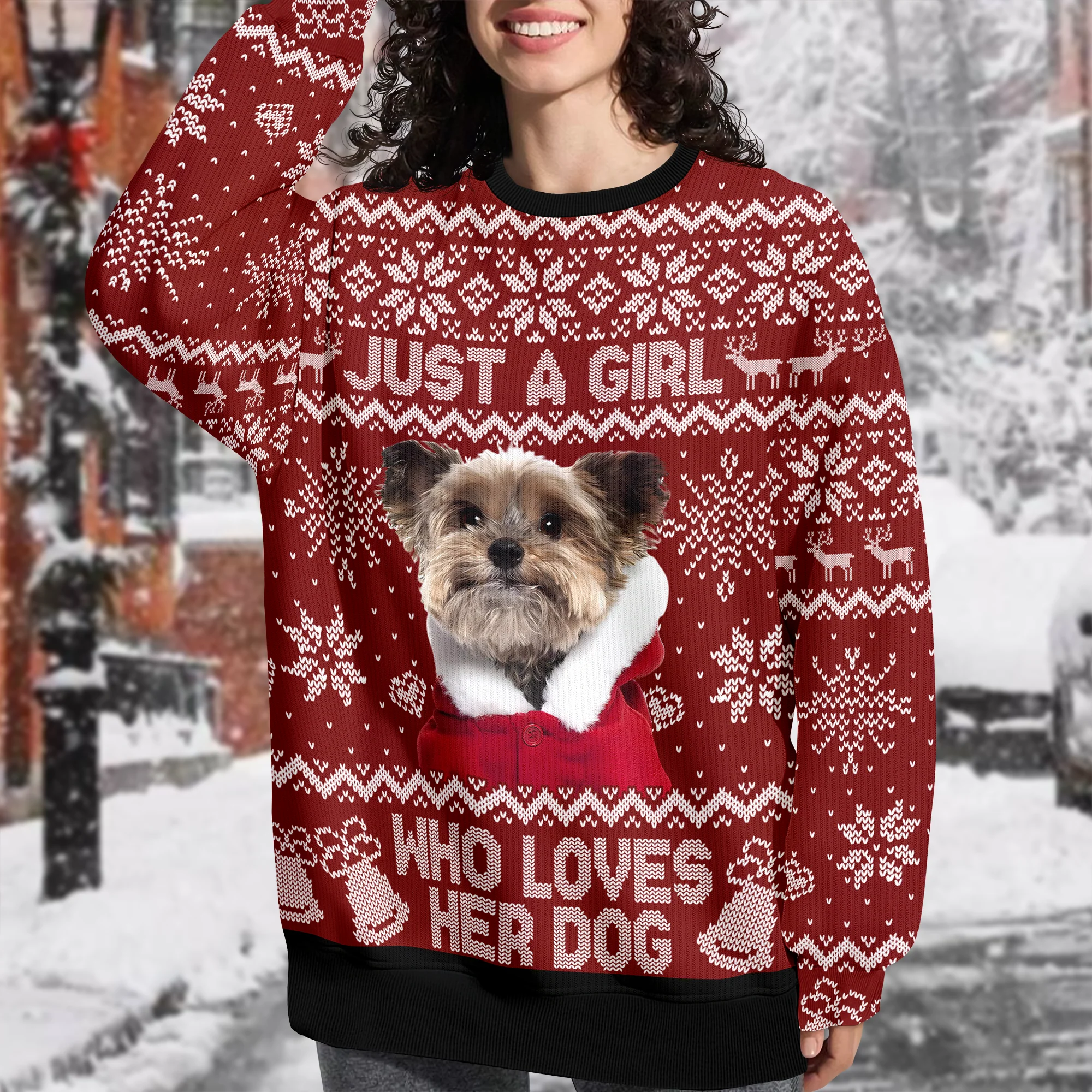 Custom Photo Just A Girl Who Loves Her Dog Ugly Sweater For Christmas TH10 896277 - Image 3