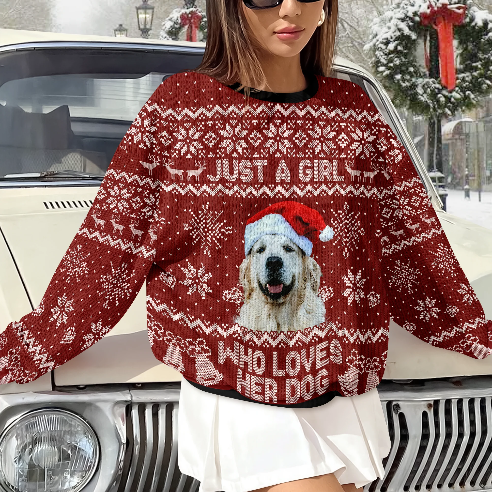 Custom Photo Just A Girl Who Loves Her Dog Ugly Sweater For Christmas TH10 896277 - Image 4