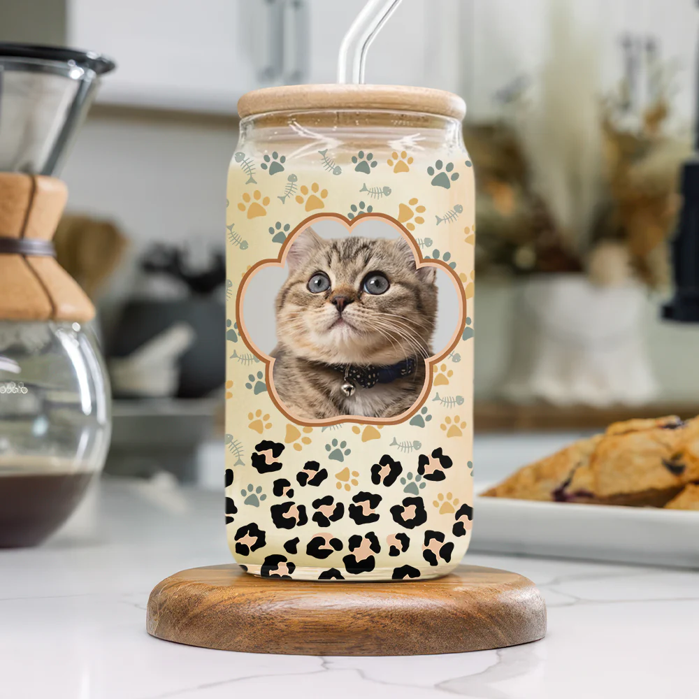 Custom Photo Leopard Pet Mom Mother's Day Glass Can With Lid TH10 892523 - Image 5