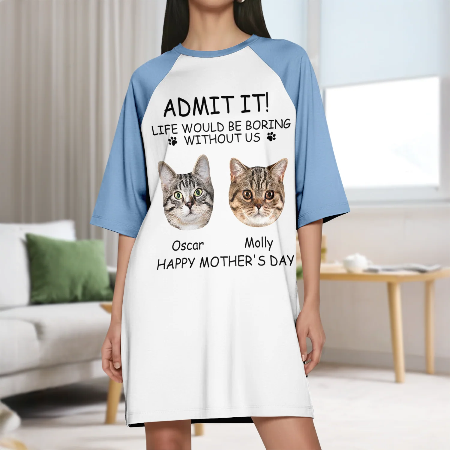 Custom Photo Life Would Be Boring Without Me Raglan Nightgown Gift For Mom TH10 169481 - Image 2