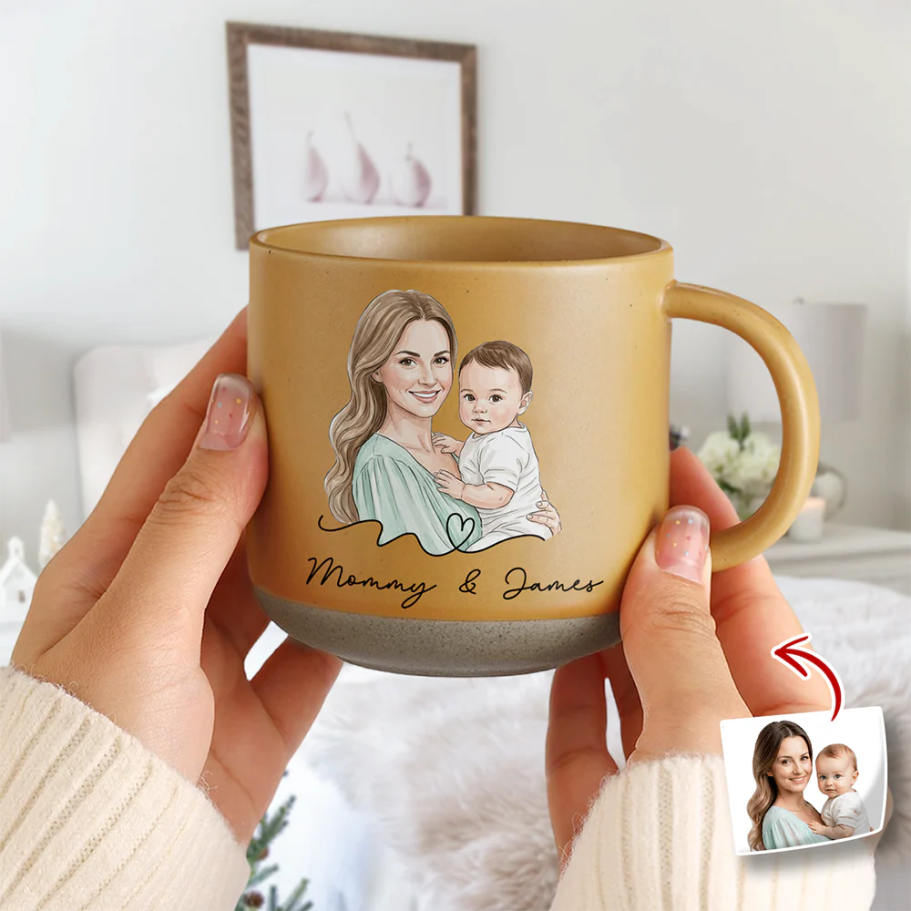 Custom Photo Mom And Kid Pottery Mug For Mother's Day TH10 169213 - Image 4