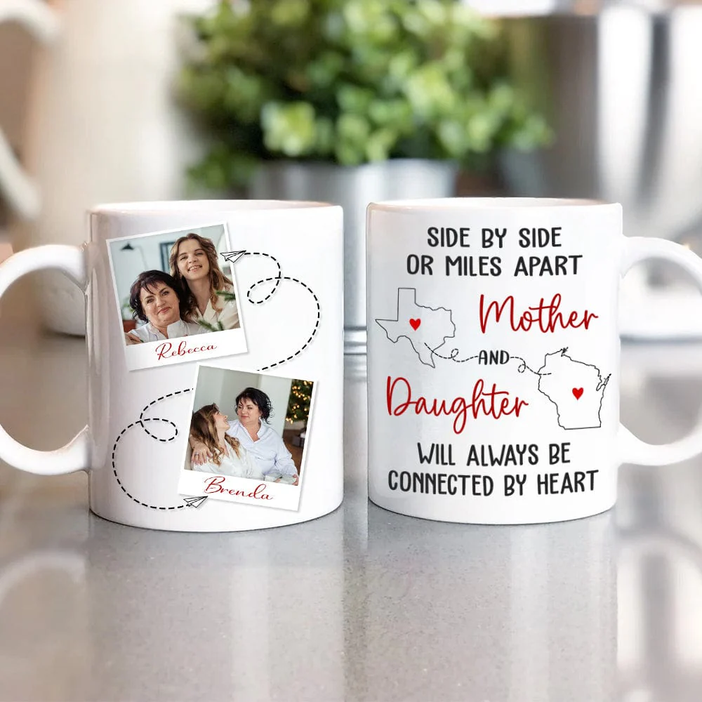 Custom Photo Mother & Daughter Will Always Be Connected Family Mug N304 890167 - Image 3