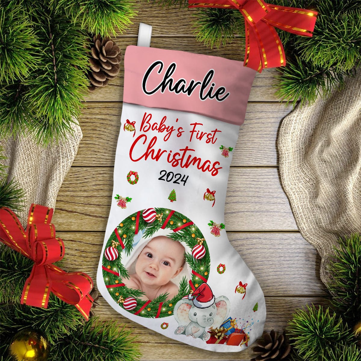 Custom Photo New Baby My First Christmas Stocking TH10 891683 - Image 3