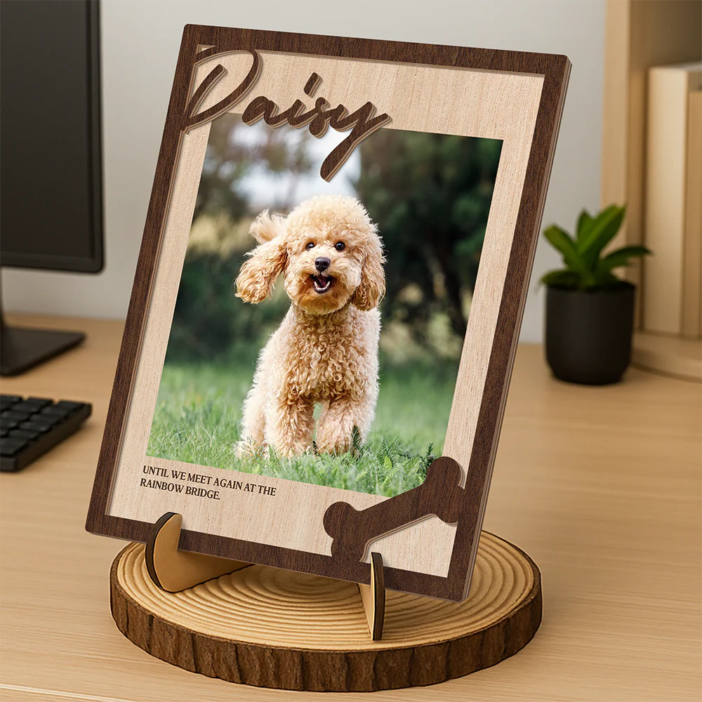 Custom Photo Forever In My Heart 2-Layered Wooden Plaque With Stand Memorial TH10 894231 - Image 4