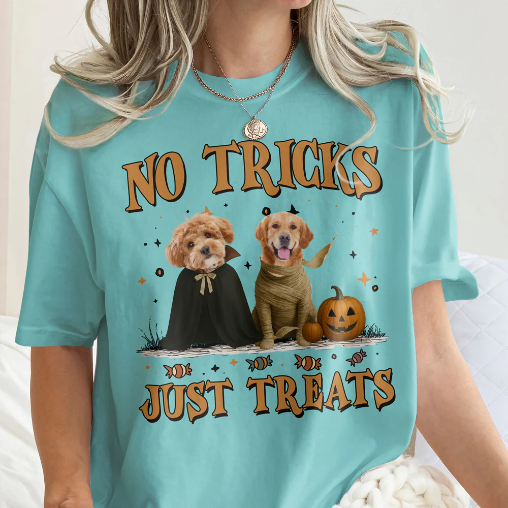 Custom Photo No Tricks Just Treats Halloween Comfort Shirt For Dog Lover TH10 896127 - Image 4
