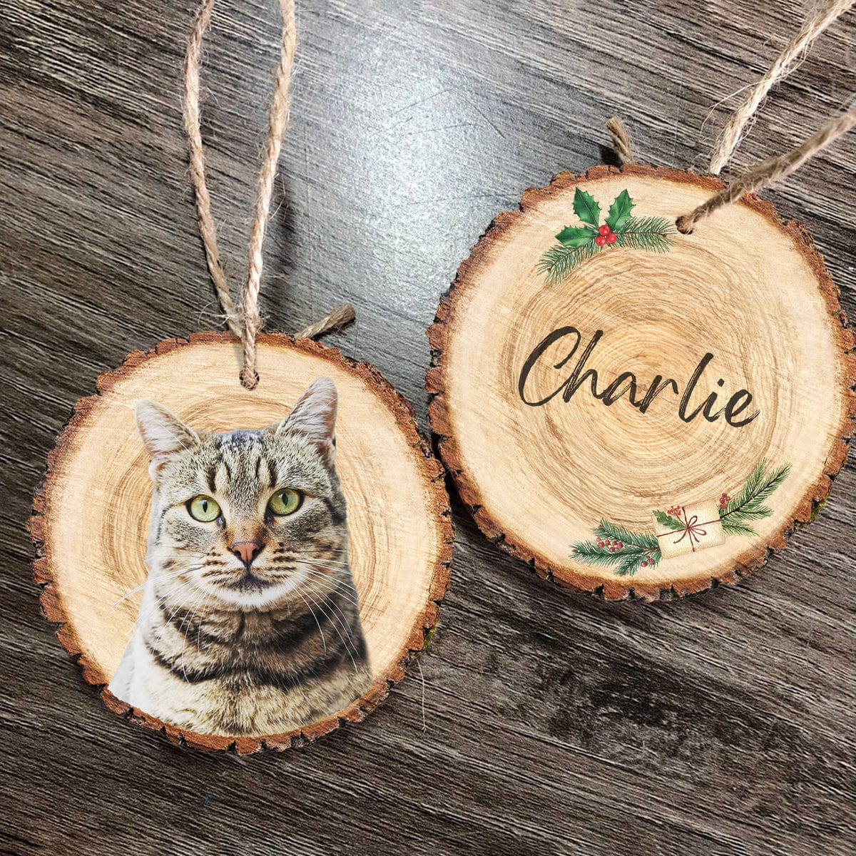 Custom Photo On Wood Slice Ornament For Cat Lover N304 889883 - Image 4