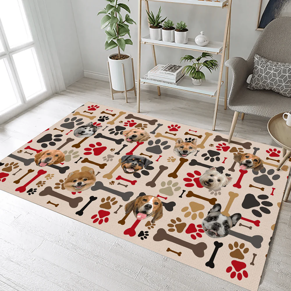 Custom Photo Paws and Bones Print Patio Rug TA29 890079 - Image 3