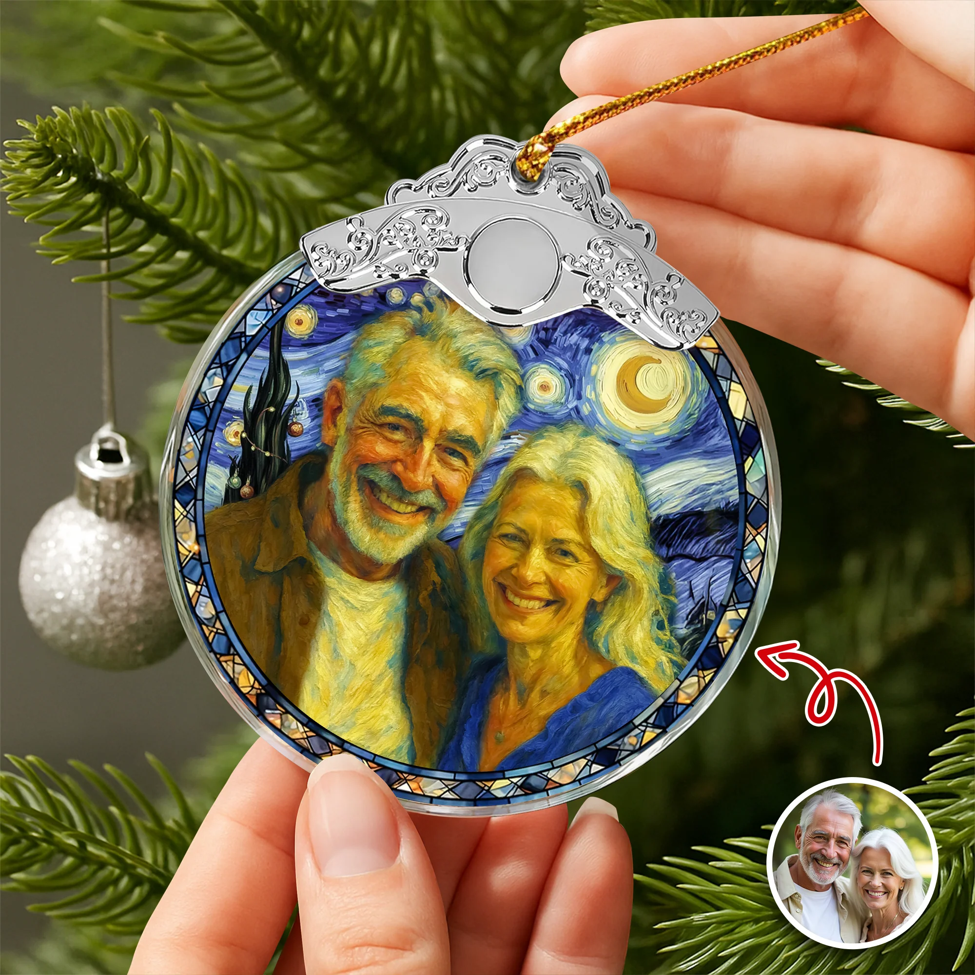 Custom Photo Personalized Anniversary Christmas Metal Top Glass Ornament TH10 894743 - Image 3