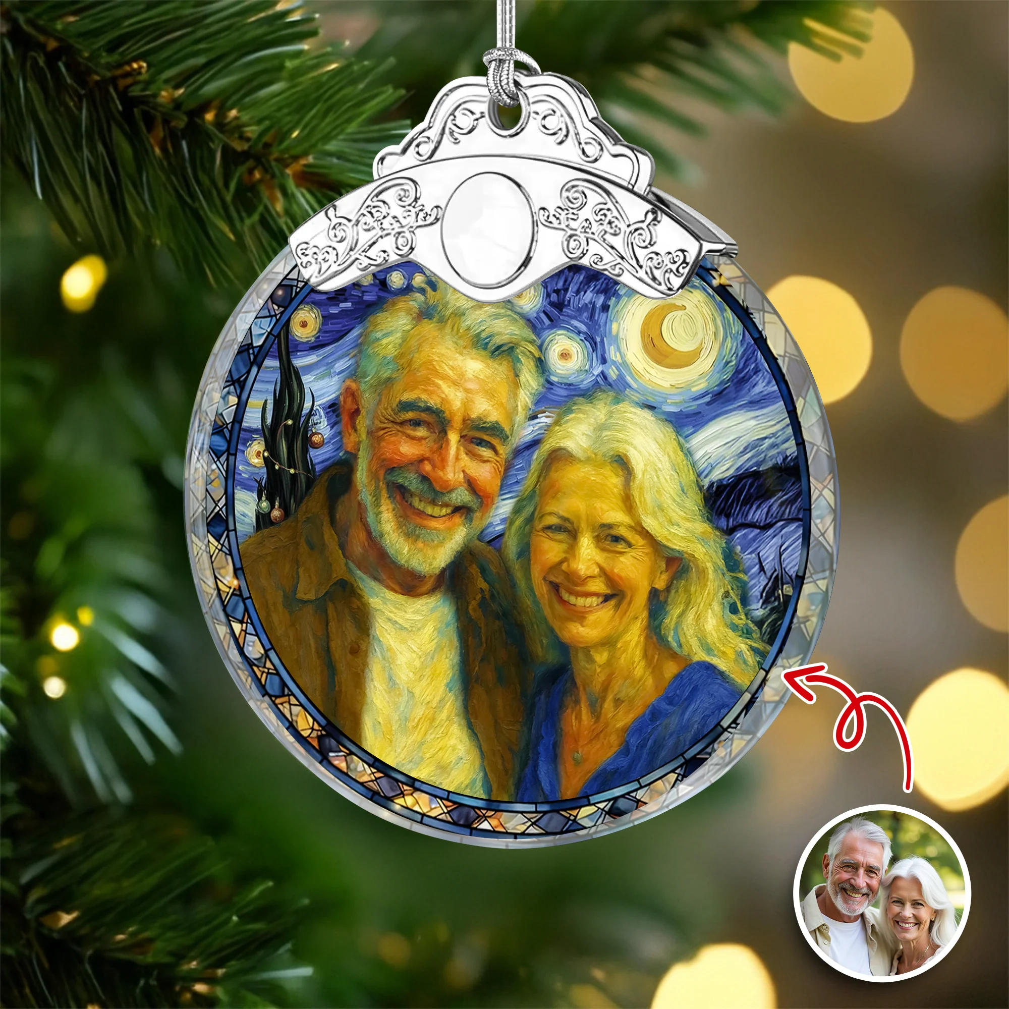 Custom Photo Personalized Anniversary Christmas Metal Top Glass Ornament TH10 894743 - Image 4