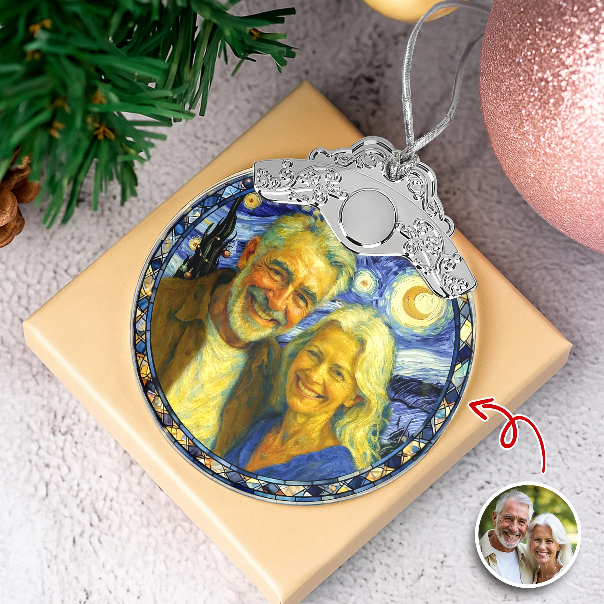Custom Photo Personalized Anniversary Christmas Metal Top Glass Ornament TH10 894743 - Image 6