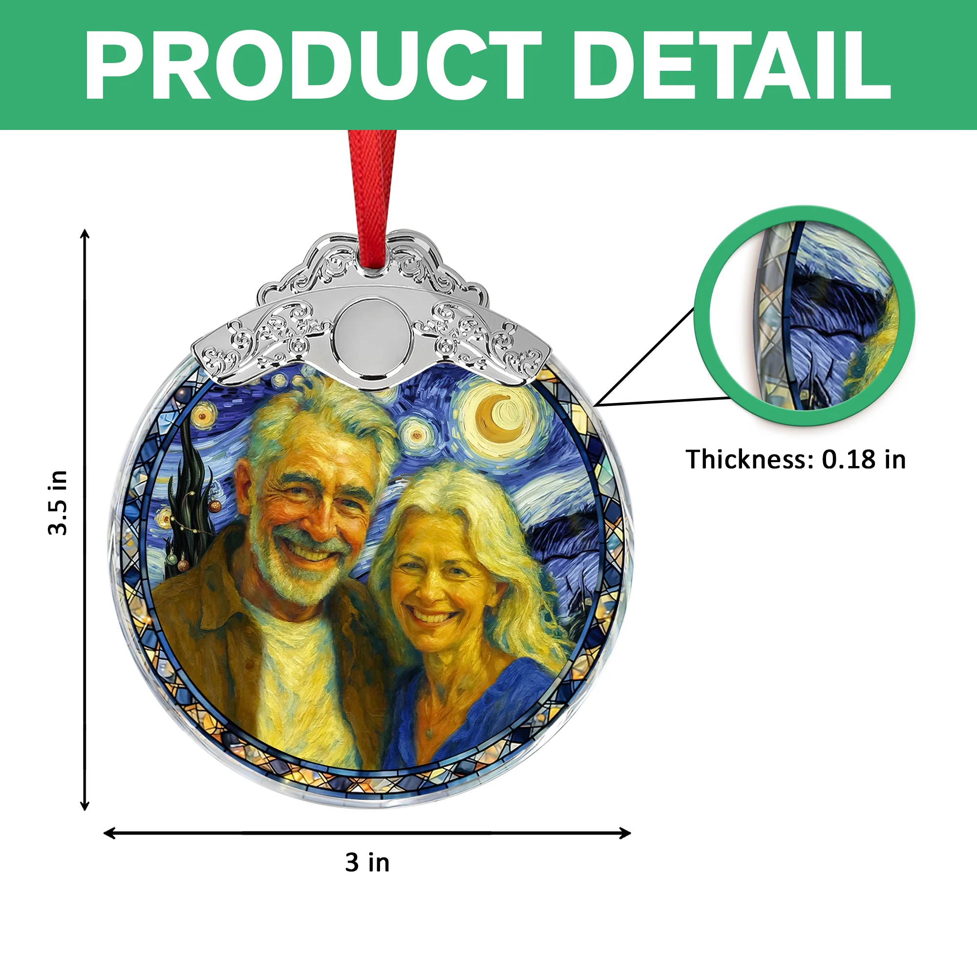 Custom Photo Personalized Anniversary Christmas Metal Top Glass Ornament TH10 894743 - Image 7