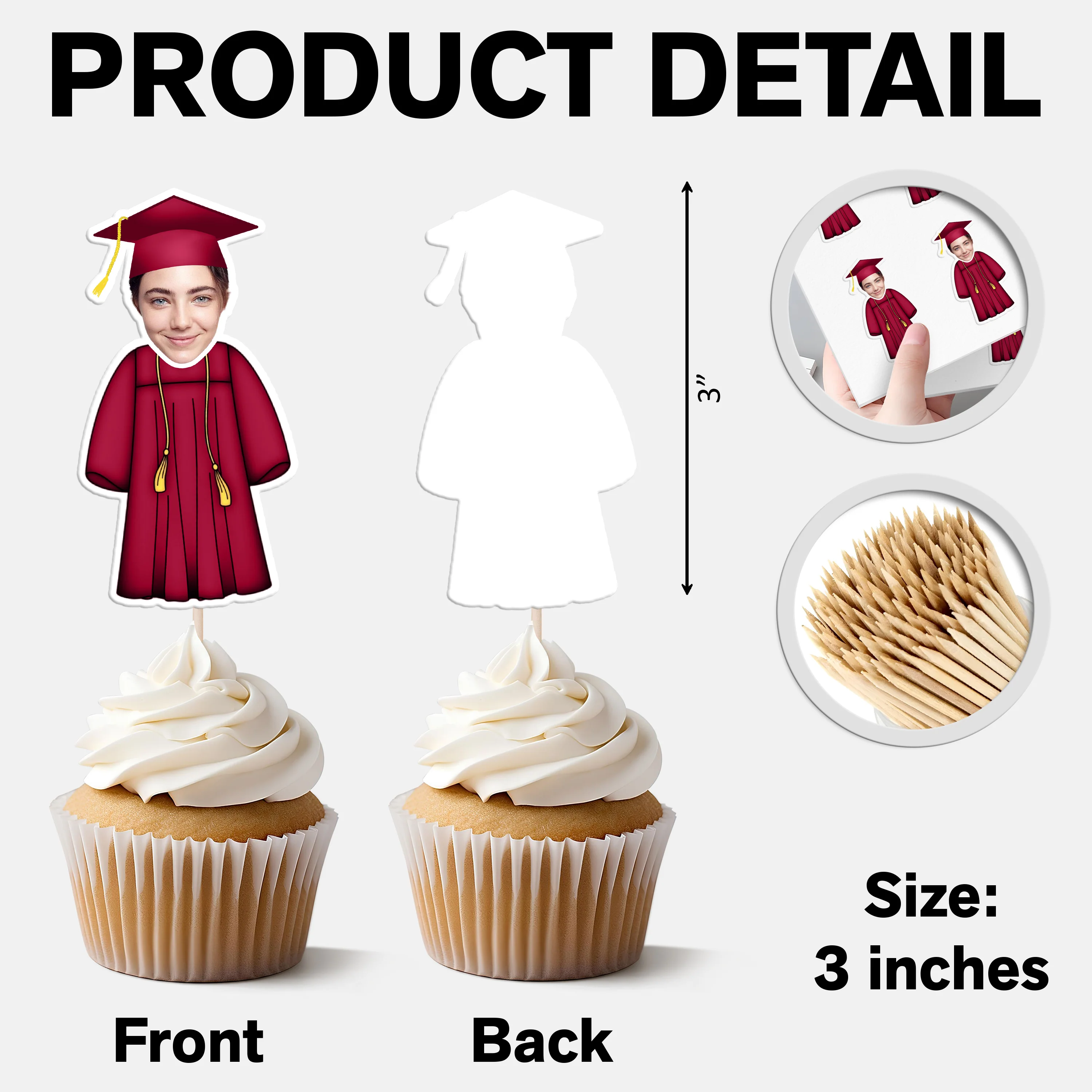 Custom Photo Senior Graduation Decoration Cupcake Toppers For Party TH10 892495 - Image 6