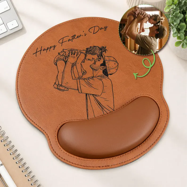 Custom Photo Sketch Line Art Father's Day Gift For Dad Mouse Mat TH10 170107 - Image 4