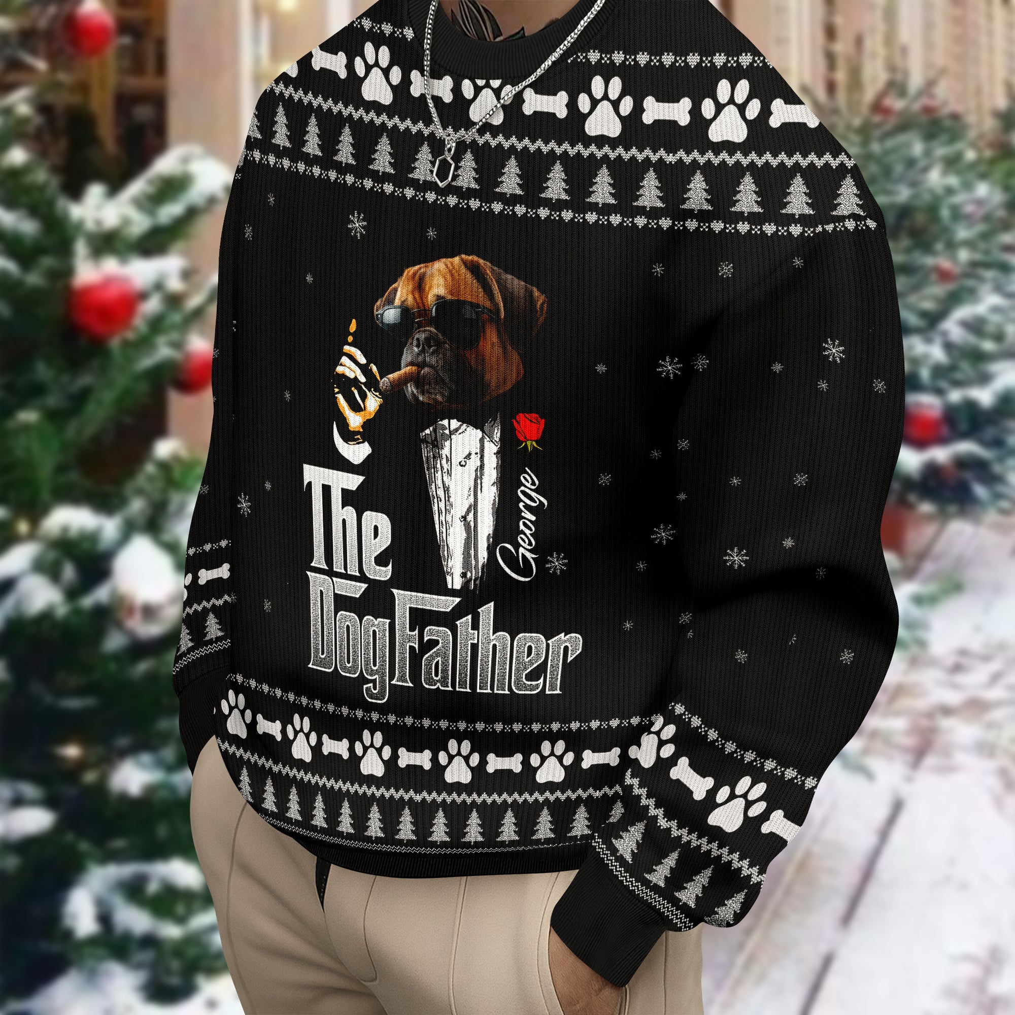 Custom Photo The Dogfather Ugly Sweater For Dog Lover TH10 896629 - Image 3