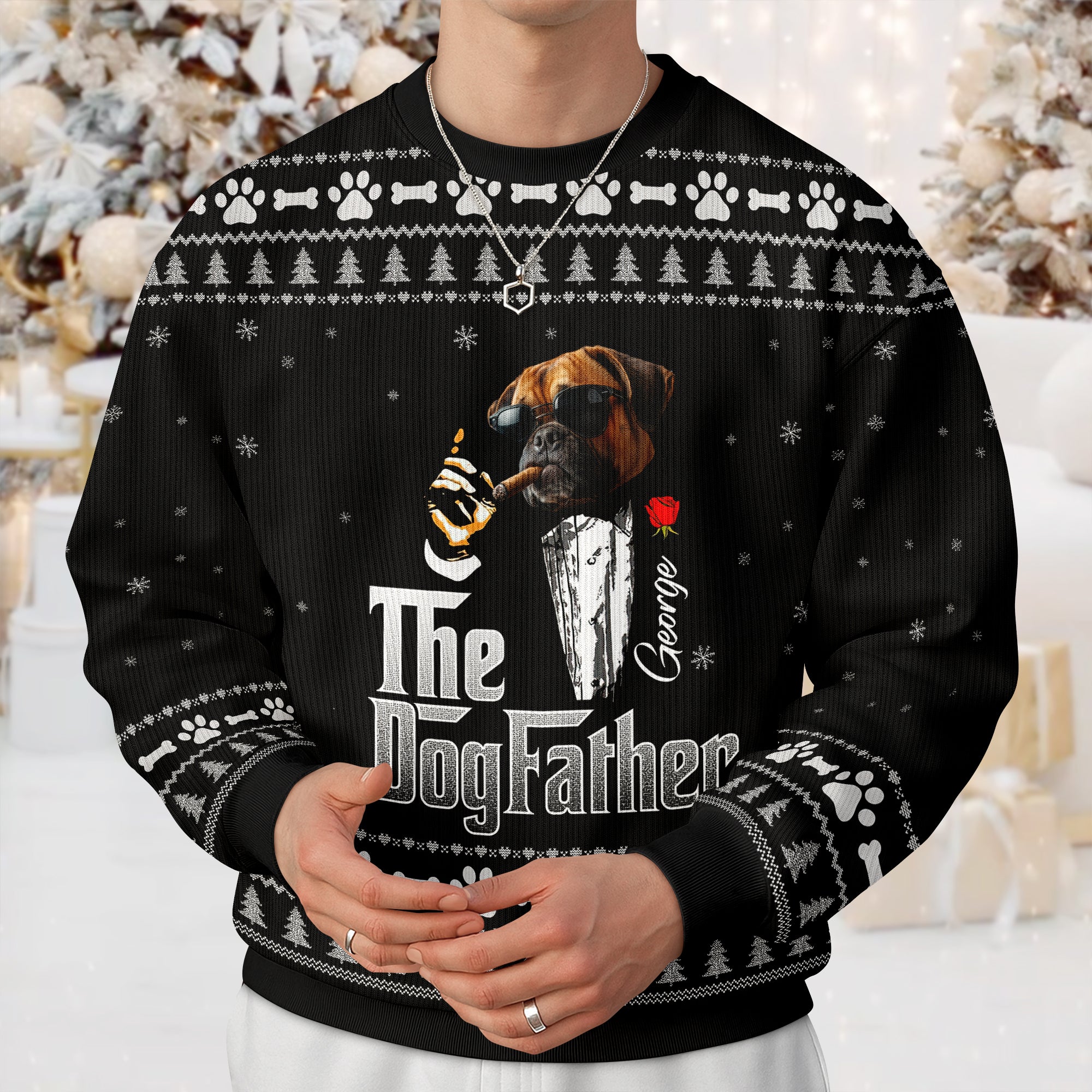 Custom Photo The Dogfather Ugly Sweater For Dog Lover TH10 896629 - Image 4