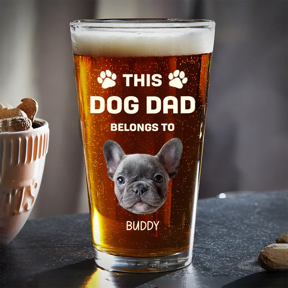 Custom Photo This Dog Dad Belongs To Father's Day Beer Glass TH10 892607 - Image 8