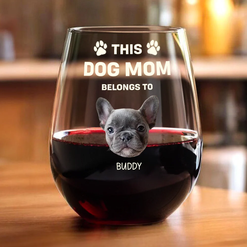 Custom Photo This Dog Mom Belongs To Me Dog Lover Wine Glass TH10 892681 - Image 2