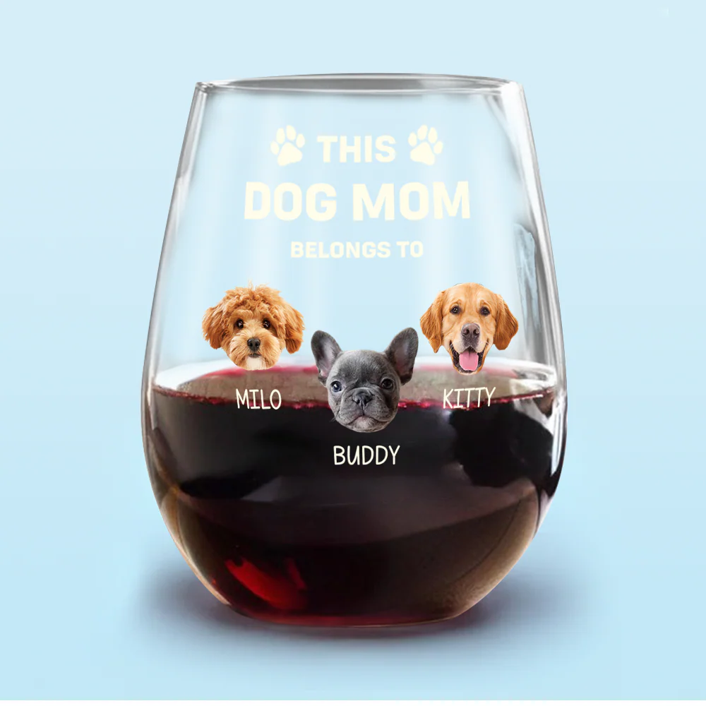 Custom Photo This Dog Mom Belongs To Me Dog Lover Wine Glass TH10 892681 - Image 3