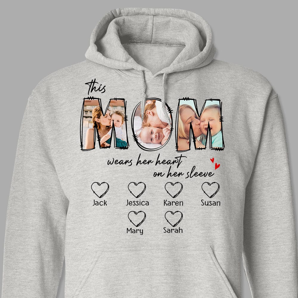 Custom Photo This Mama Wears Her Heart On Her Sleeve Shirt N304 889153 - Image 5