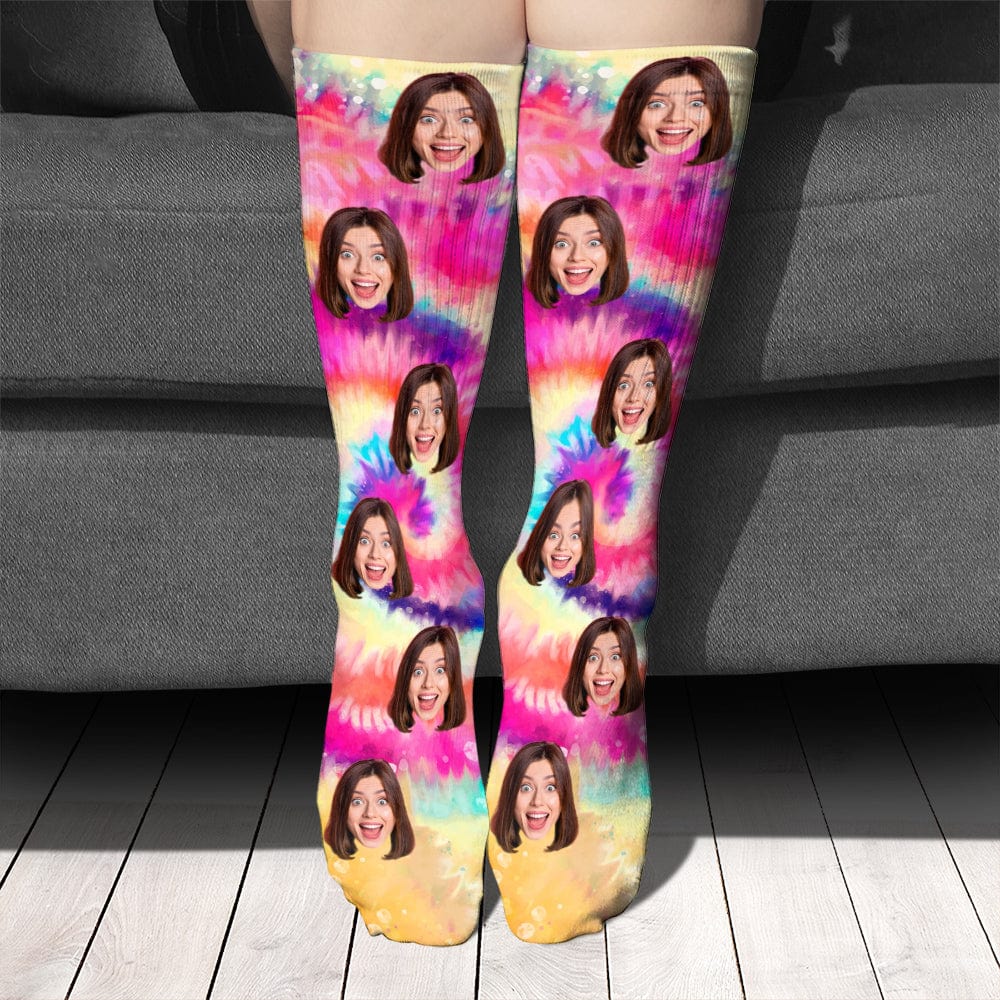 Custom Photo Tie Dye Background For Christmas Sock N304 890241 - Image 2