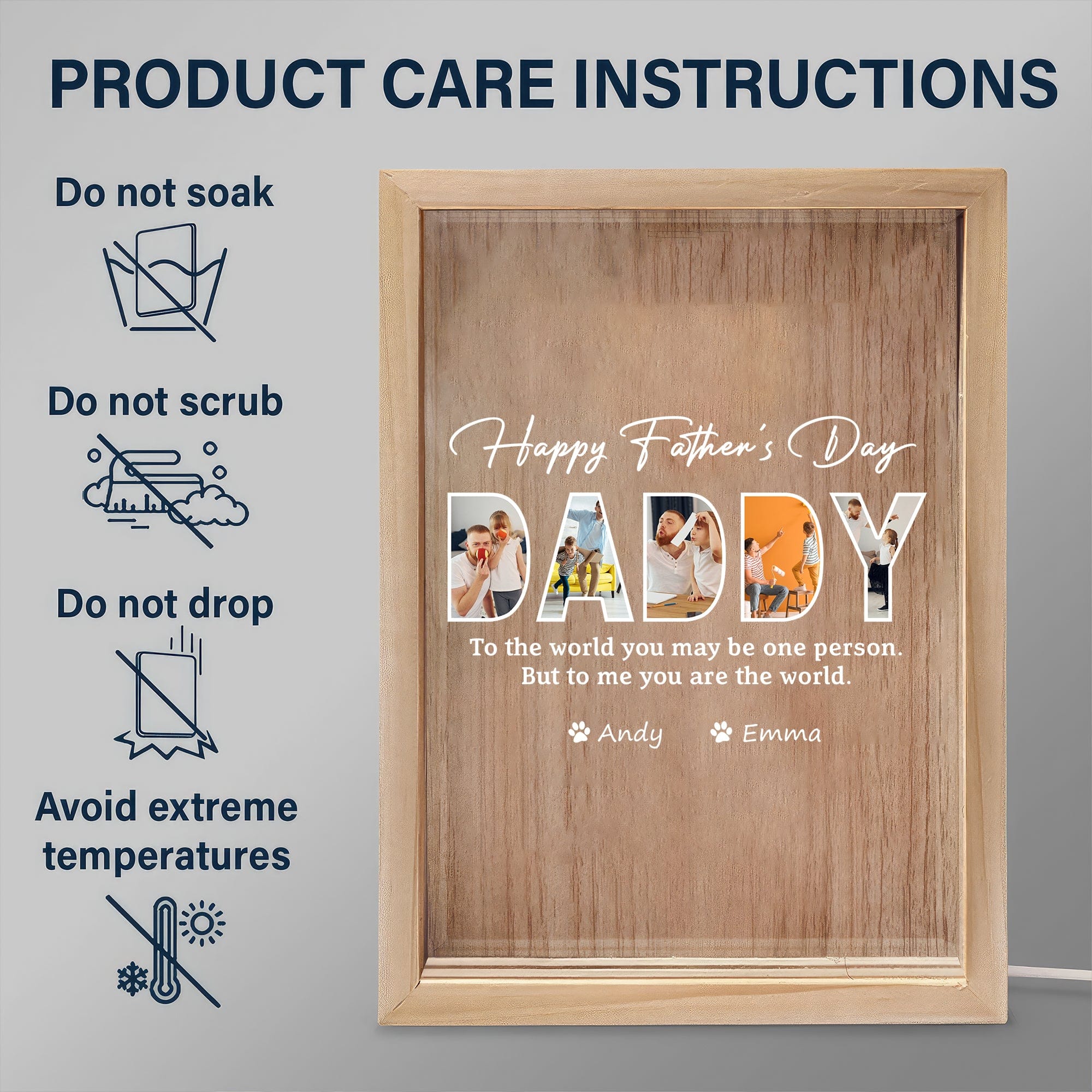 Custom Photo To Me You Are The World Happy Father's Day Light Box TA29 890279 - Image 4