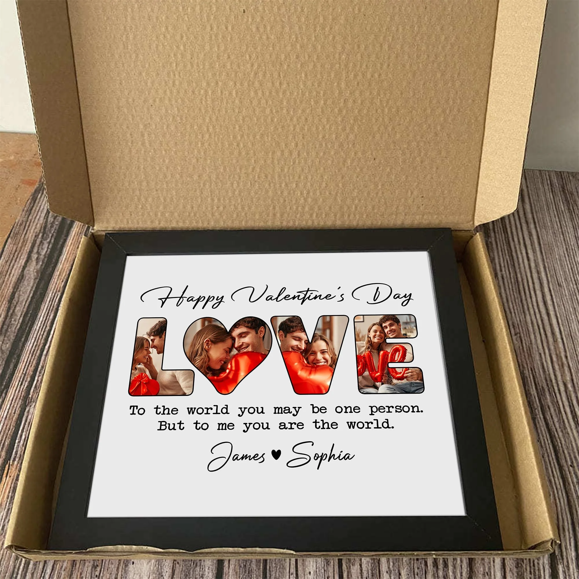 Custom Photo To Me You Are The World Valentine Picture Frame TH10 892227 - Image 3