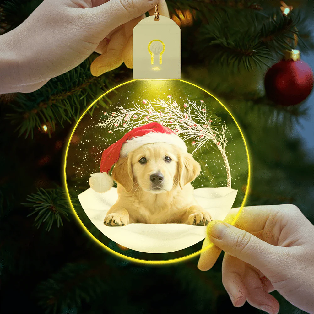 Custom Photo Under Christmas Tree For Dog Lover LED Acrylic Ornament TH10 892103 - Image 2