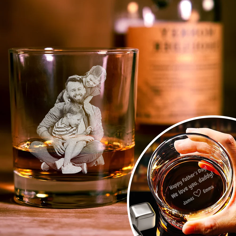 Custom Photo We Love You Daddy Happy Father's Day Whiskey Glass TH10 892793 - Image 2