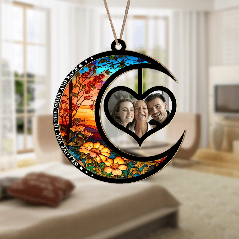 Custom Photo We Love You To The Moon And Back Christmas Suncatcher TH10 891501 - Image 2