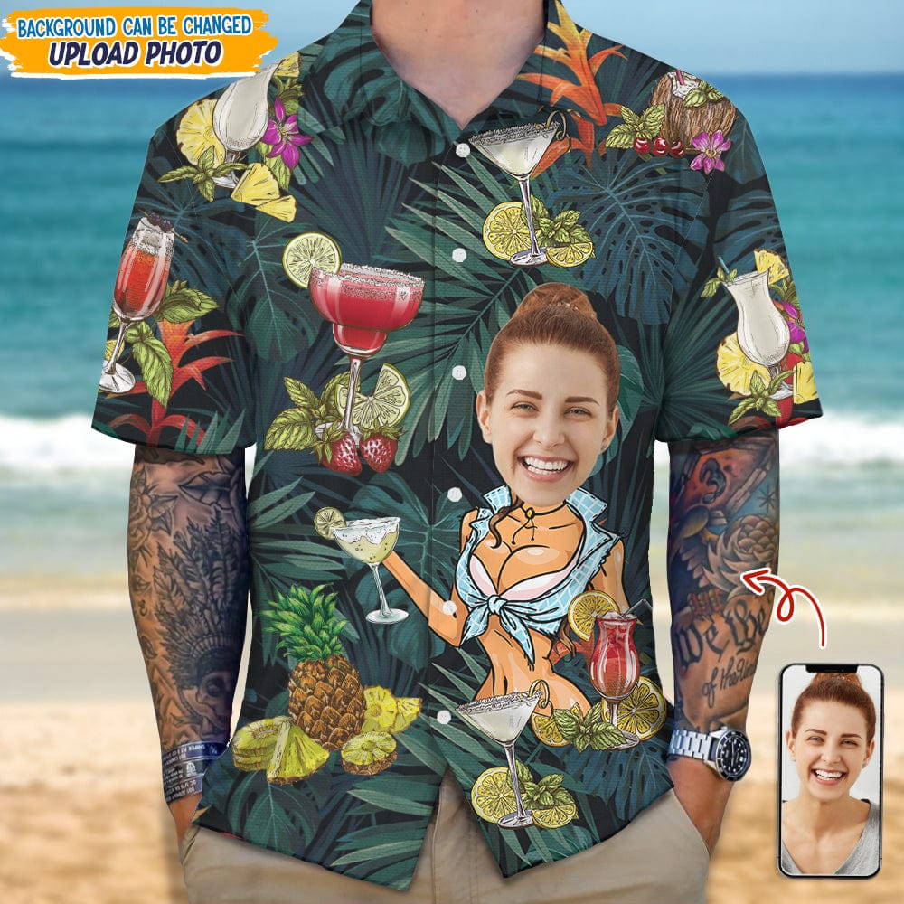 Custom Photo With Cocktail Pattern For Husband Or Boyfriend Hawaii Shirt TA29 889357 - Image 2