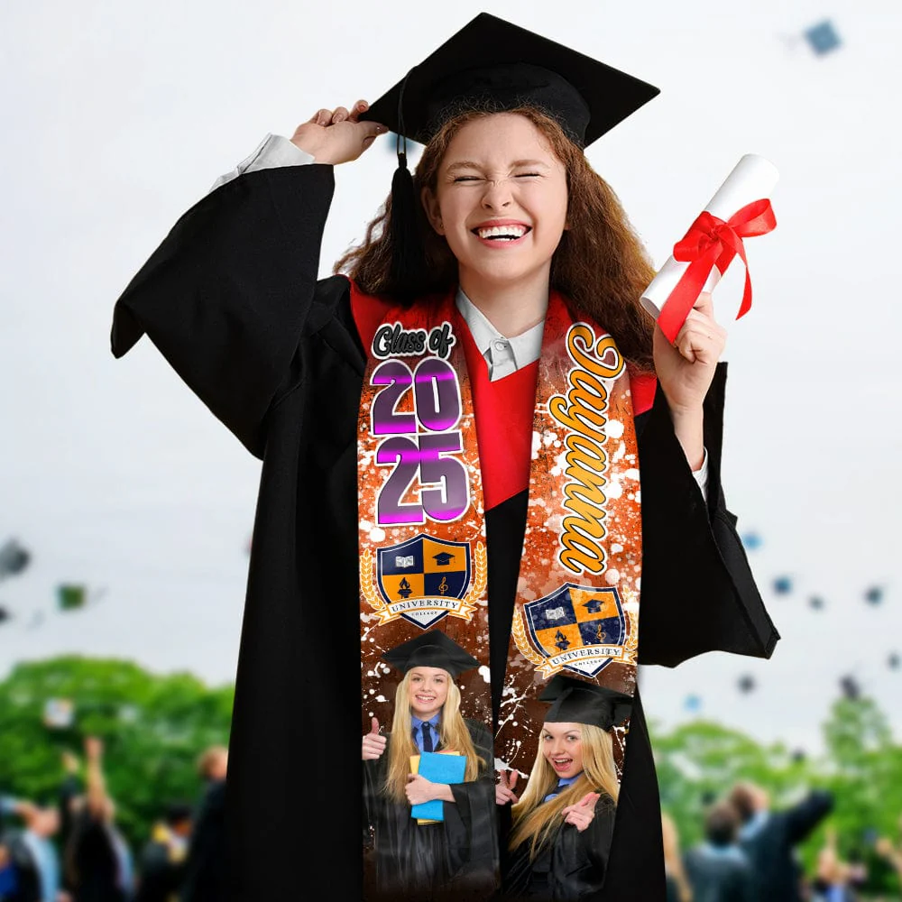 Custom Photo With Grunge Graduation Stoles N369 890697 CH07 - Image 3