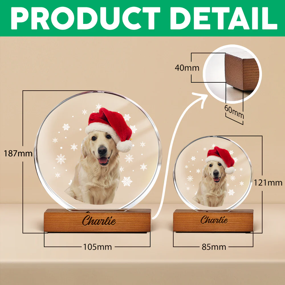 Custom Photo With Snowflake For Pet Lover Round Acrylic Frame Block TH10 894313 - Image 8
