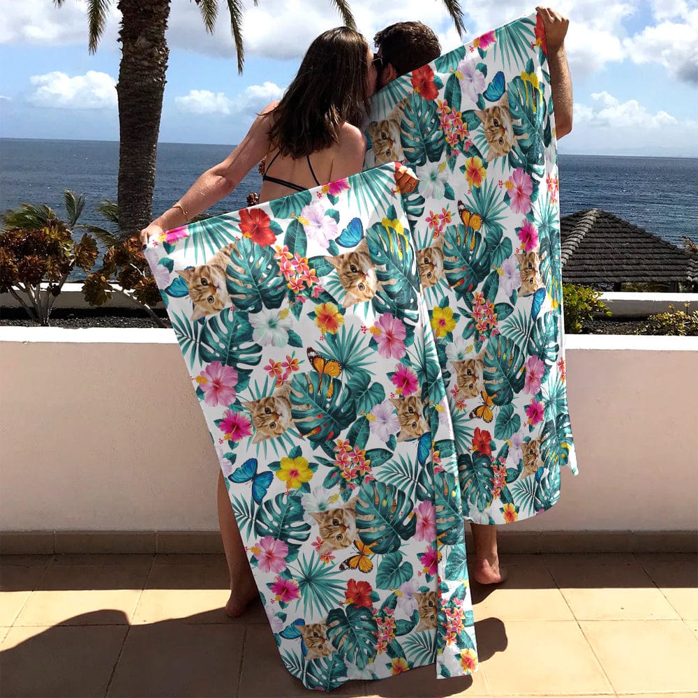 Custom Photo With Tropical Cat Beach Towel N304 890663 - Image 4