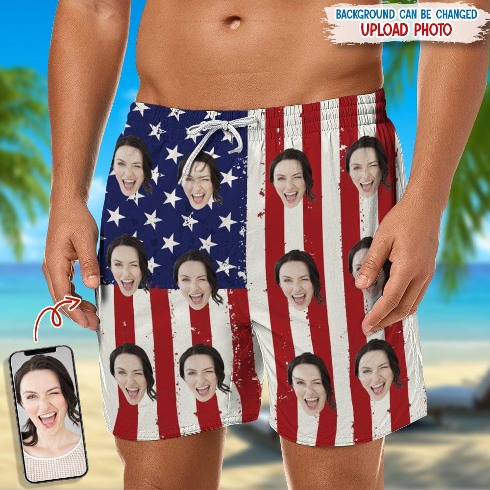Custom Photo With US Flag Beach Short TA29 889273 - Image 2