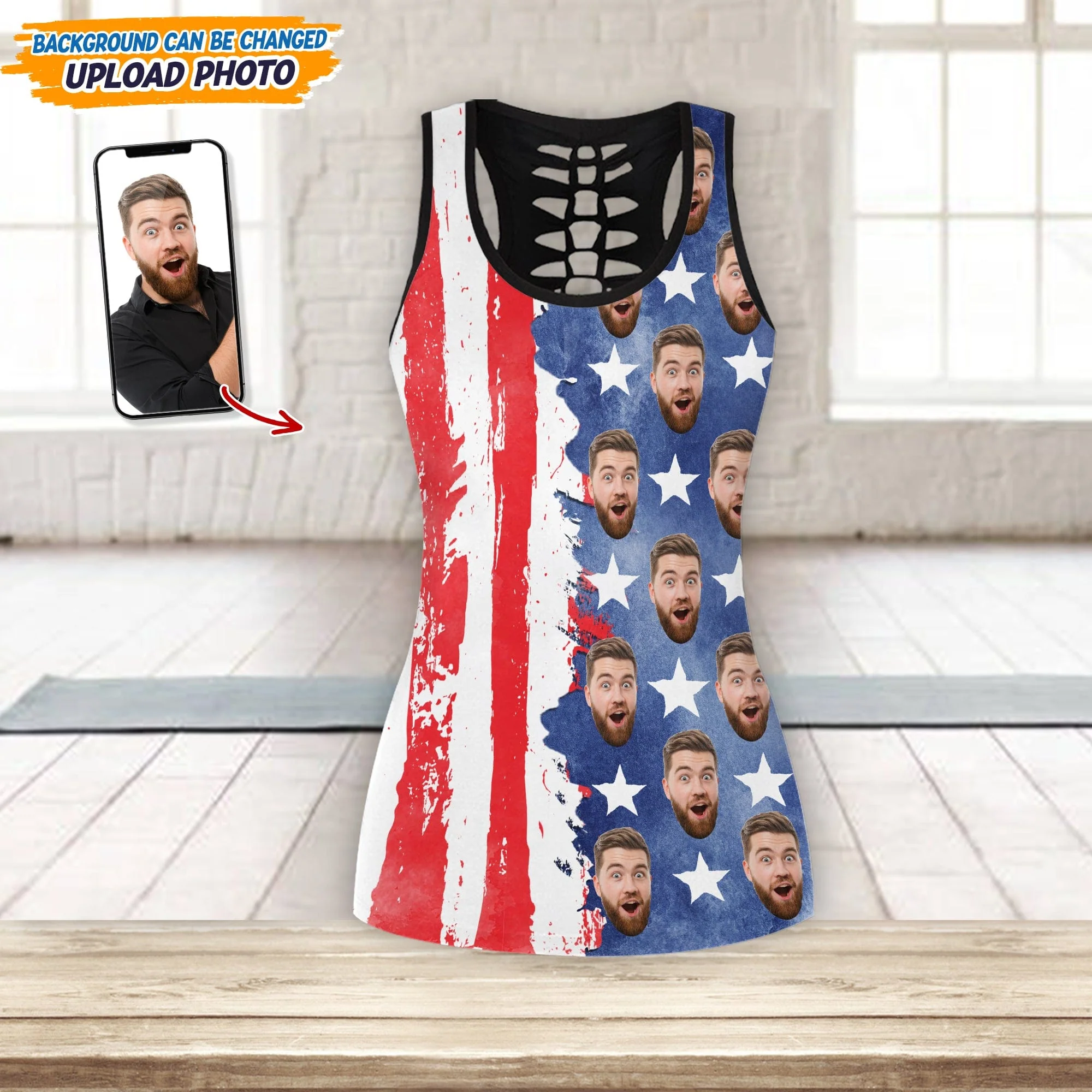 Custom Photo With US Flag Legging Set TA29 889293 - Image 4