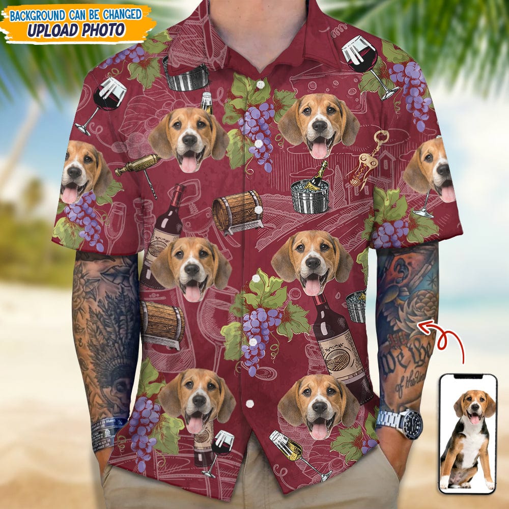 Custom Photo With Wine Glasses For Dog Lover Hawaii Shirt TA29 889363 - Image 2