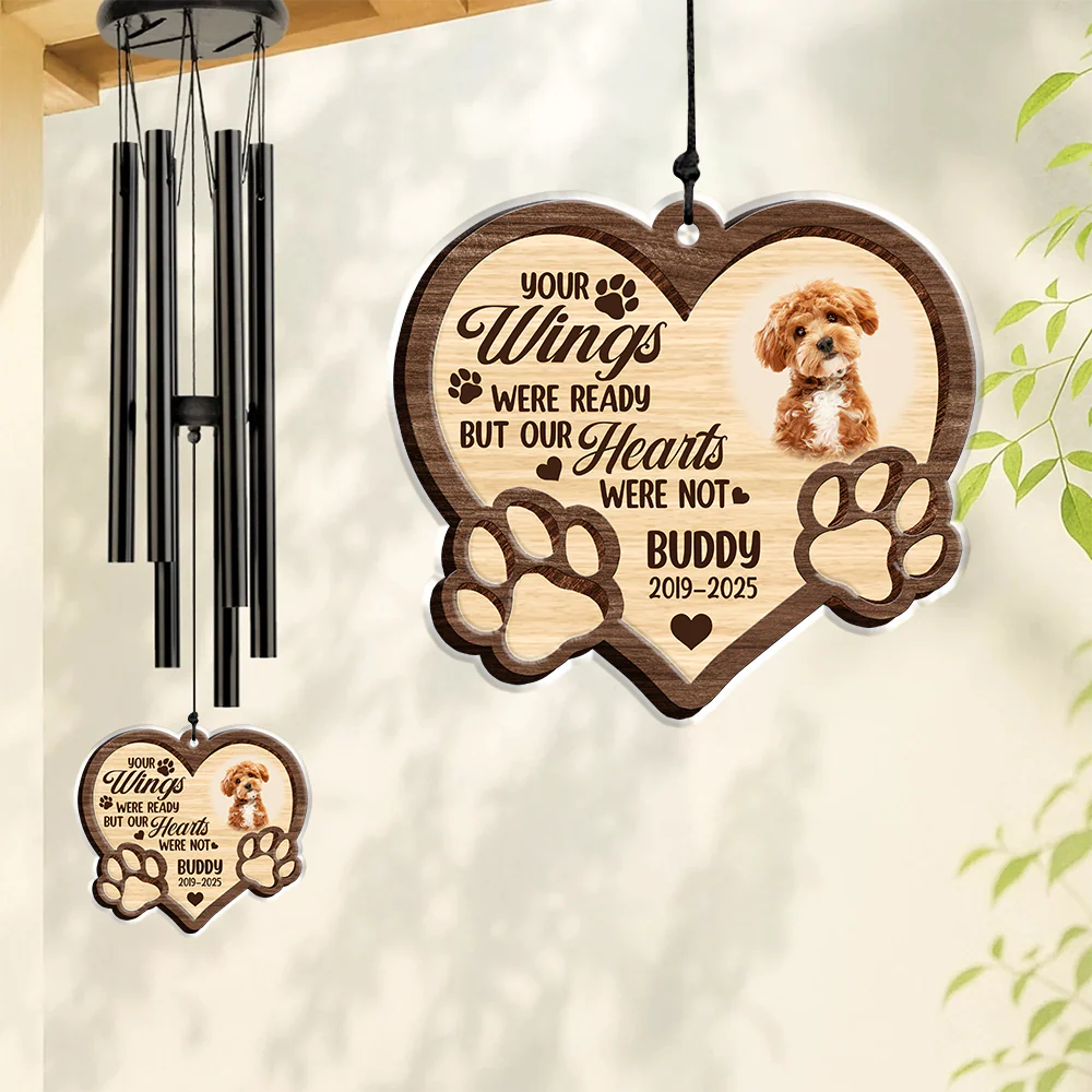 Custom Photo You Left Paw Prints On My Heart Memorial Acrylic Wind Chimes TH10 894285 - Image 3