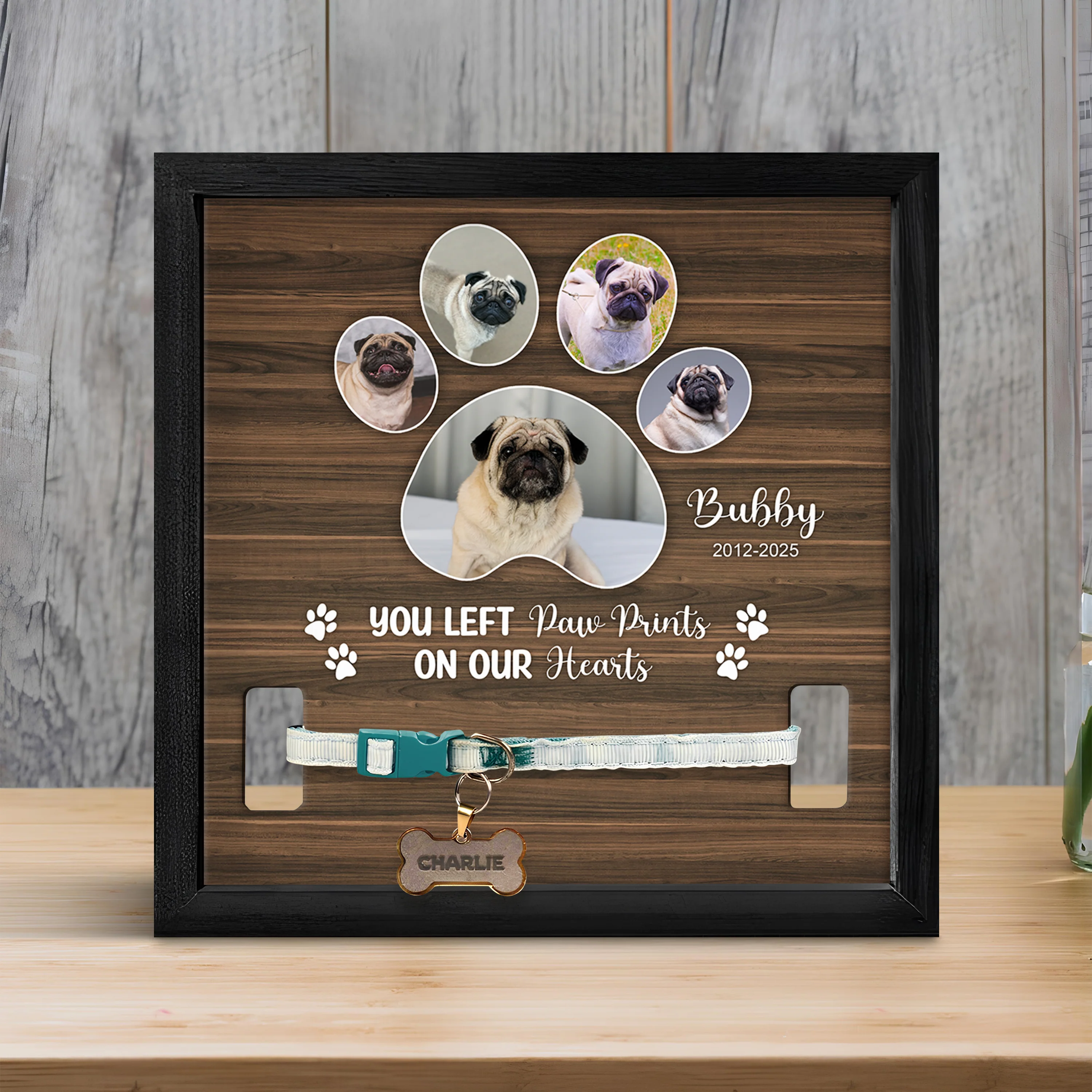 Custom Photo You Left Paw Prints On Our Hearts Memorial Square Collar Frame TH10 892717 - Image 6